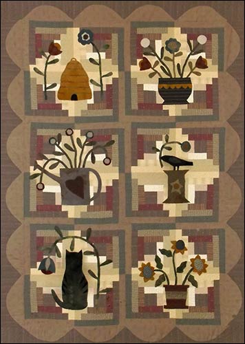 Log Cabin Garden Primitive Quilt Pattern