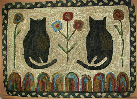 Spring Kitties Primitive Rug Hooking Pattern