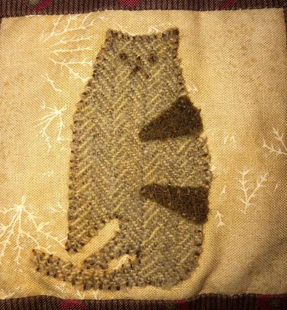Mini Wool Block Quilt Weekly Sew Along - Block 9 Cat