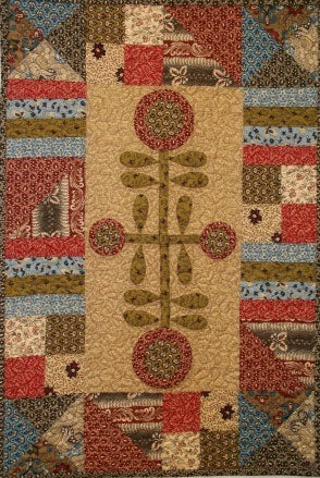 Old Time Cross Flowers Primitive Quilt Pattern