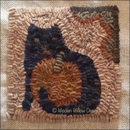 Pumpkin and Kitty Primitive Rug Hooking Pattern